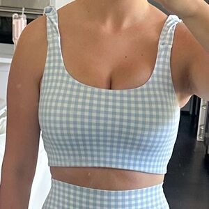 Astoria LUXE BALANCE Ruched Sports Crop - Blue Gingham